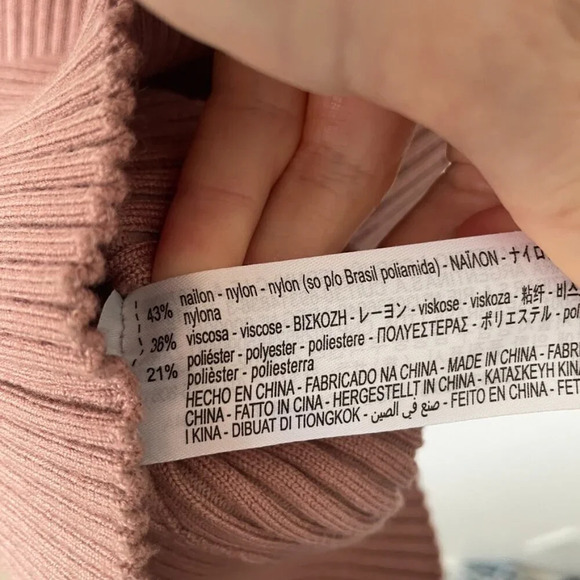 Zara Ribbed Knit Off Shoulder Long Sleeve Mini Dress NWT Mauve Size Small - Picture 7 of 7